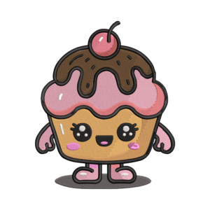 Cute Cupcake Machine Embroidery Design