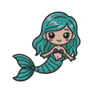 Cute Mermaid Machine Embroidery Design