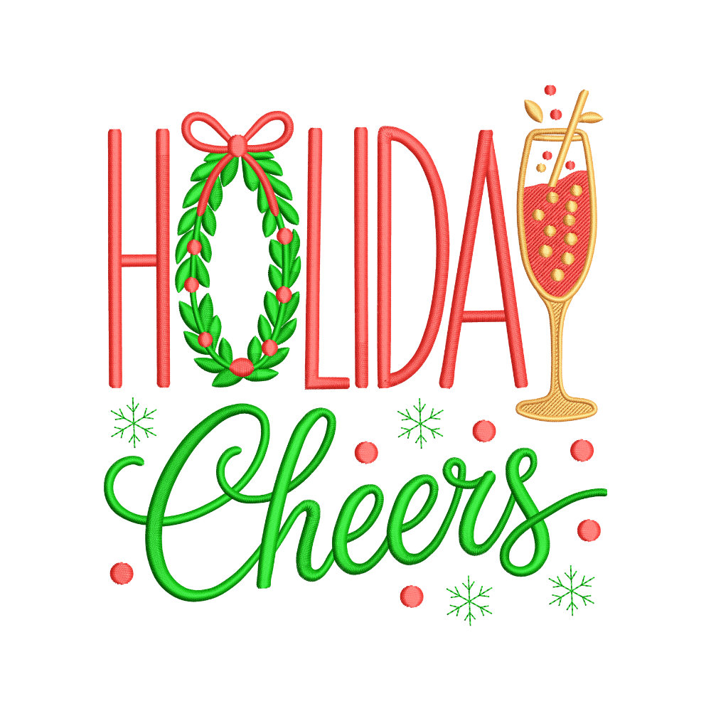 Holiday Cheers Embroidery Design