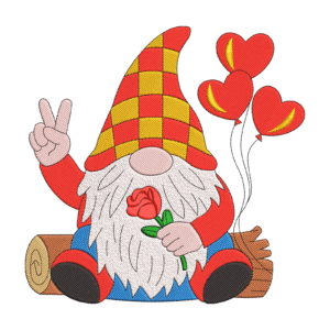Valentine Gnome Embroidery Design