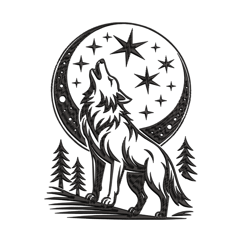 Wolf Embroidery Design